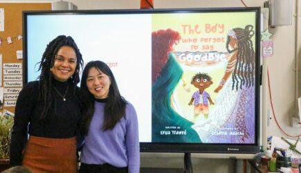 The author Efua Traore and the illustrator Debora Adachi visit St. Kilian’s